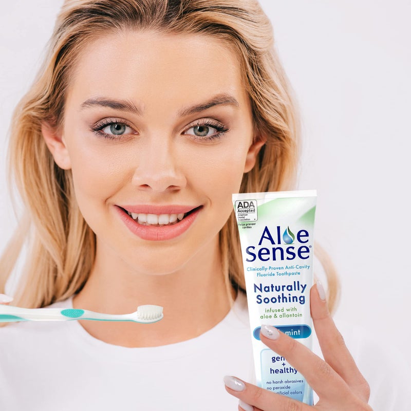 AloeSense Naturally Soothing Toothpaste for Sensitive Teeth and Gum Care with Aloe Vera, Allantoin & Fresh Mint Flavor, Gentle & Natural, ADA Approved (5-oz, 1 Count) - Image 5
